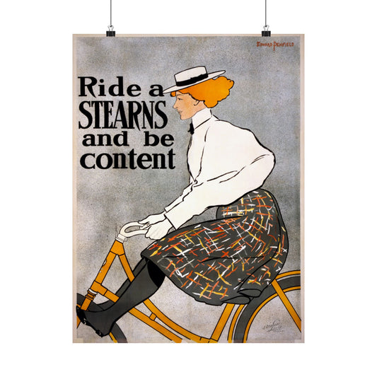Ride a Stearns and Be Content ad - Edward Penfield (1896) - Wall Poster Print