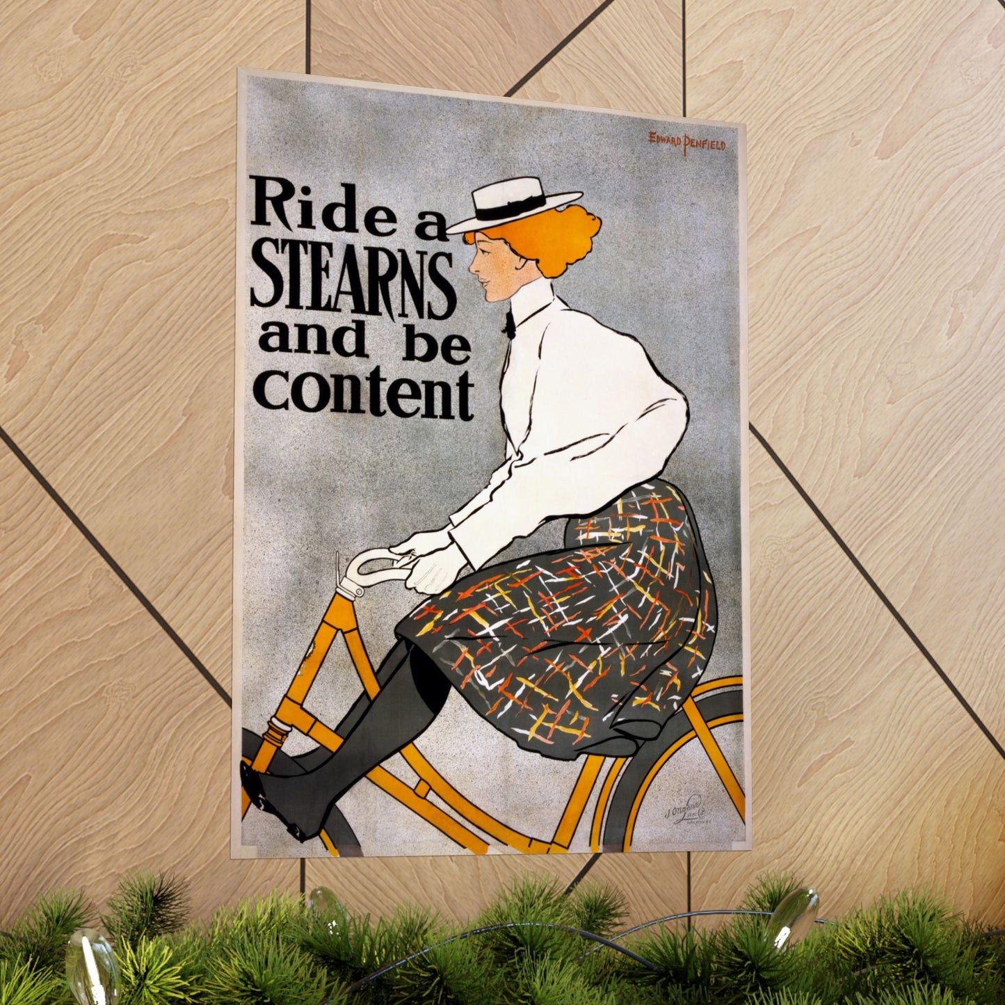 Ride a Stearns and Be Content ad - Edward Penfield (1896) - Wall Poster Print