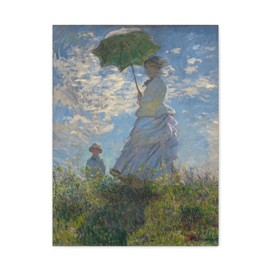 Woman with a Parasol - Madame Monet & Her Son - Claude Monet (1875) - Stretched Canvas Print