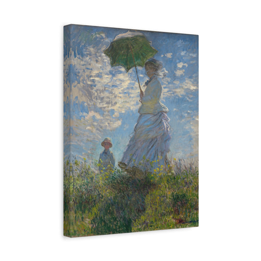 Woman with a Parasol - Madame Monet & Her Son - Claude Monet (1875) - Stretched Canvas Print