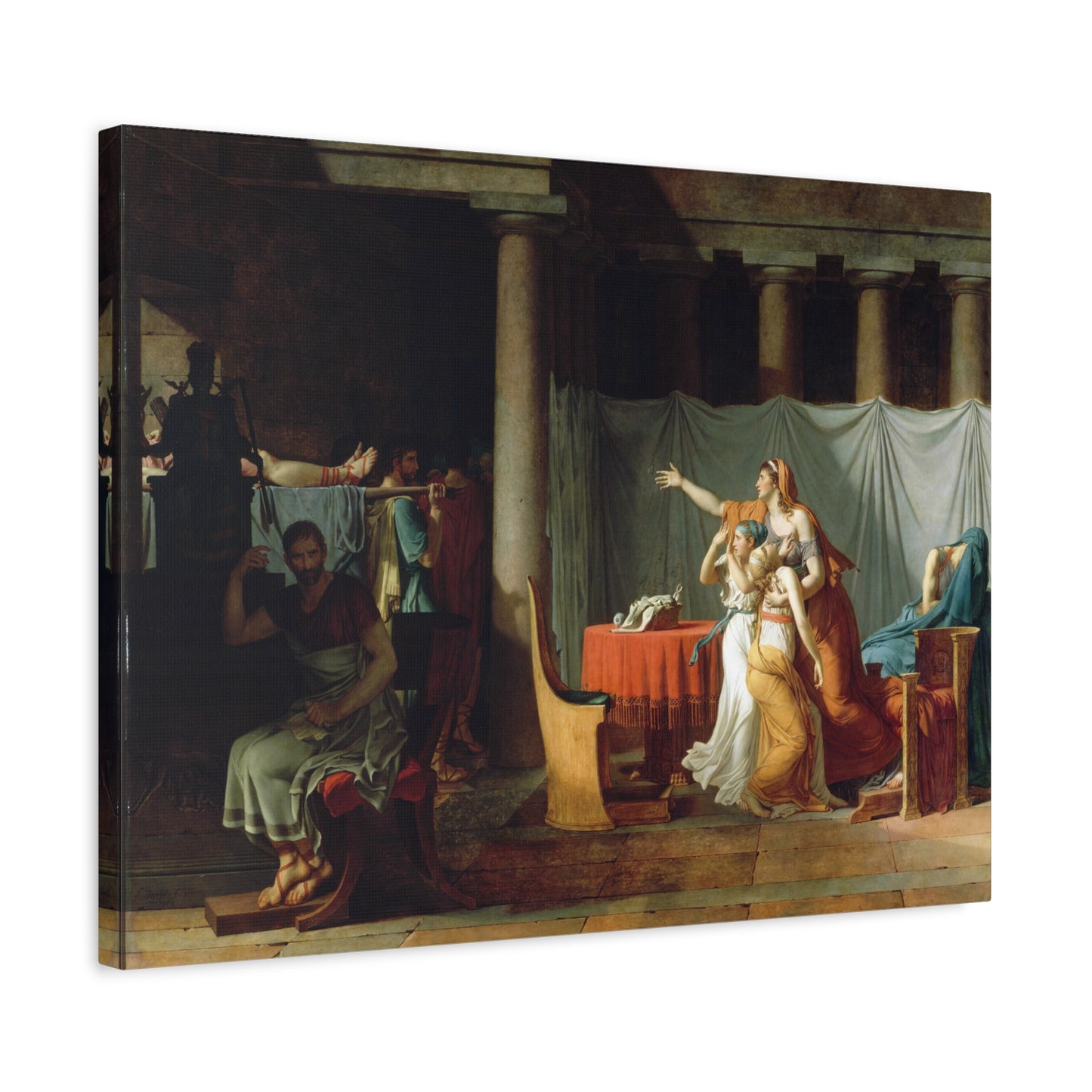 Lictors Bring Brutus the Bodies of His Sons - Jacques-Louis David (1789) - Stretched Canvas Print