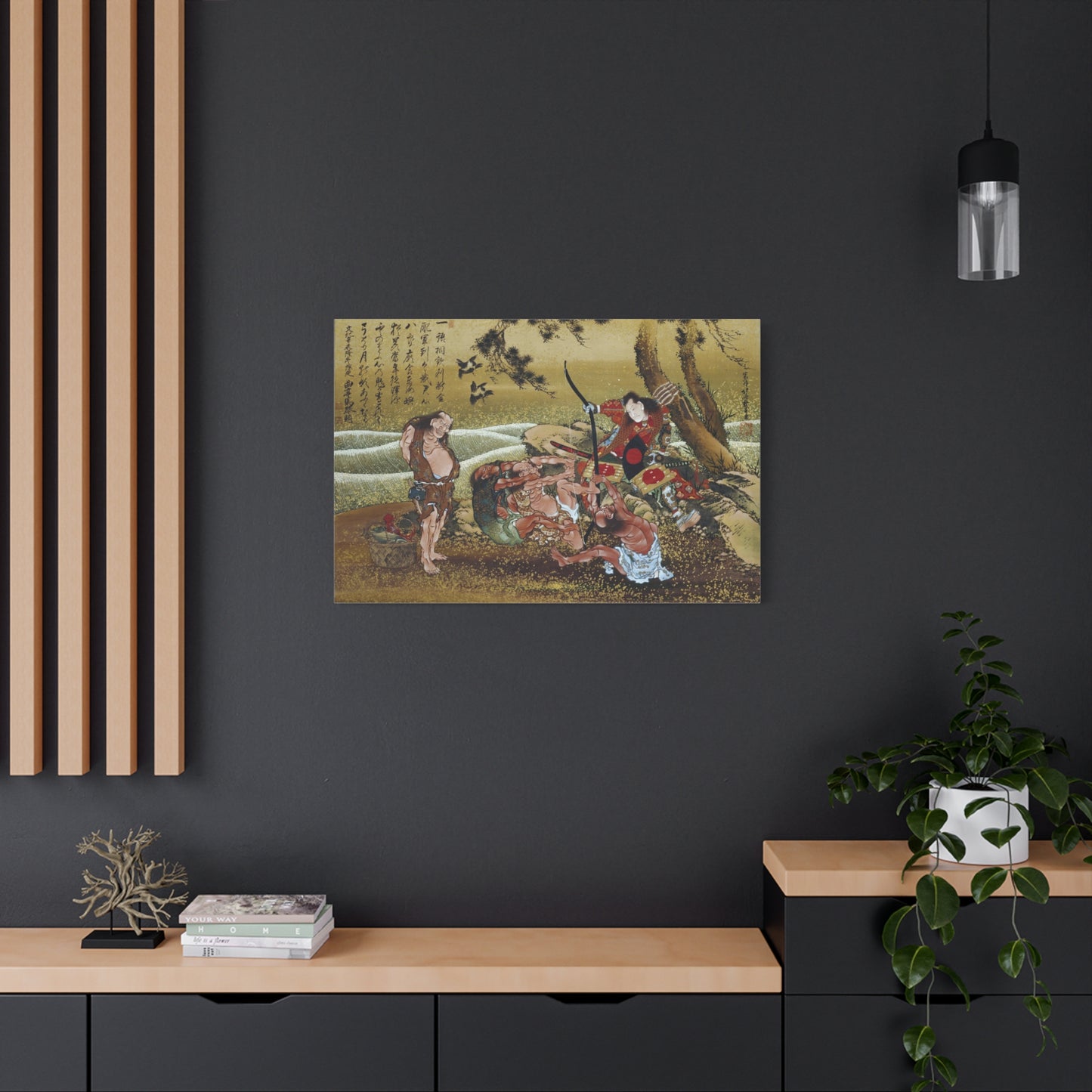 Tametomo and Inhabitants of Onoshima Island - Katsushika Hokusai - Stretched Canvas Print