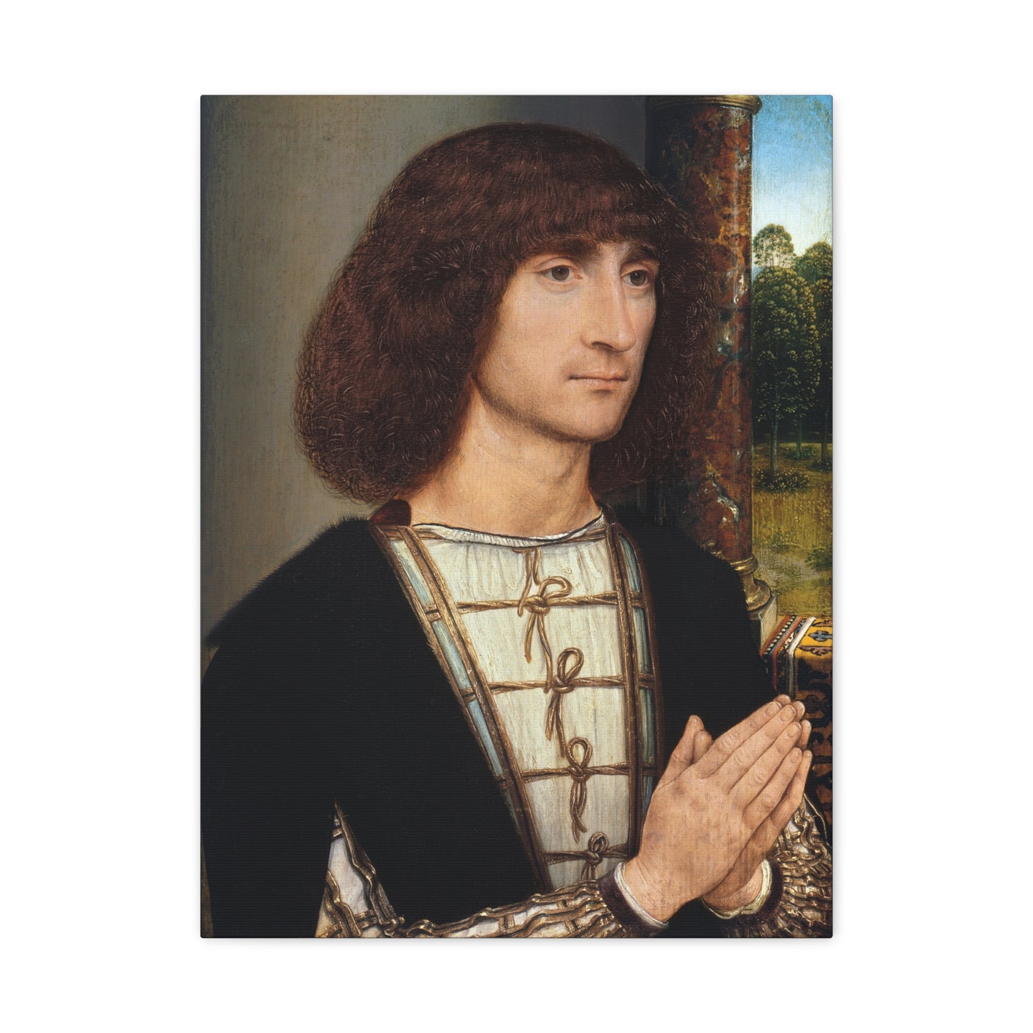 Portrait of a Young Man at Prayer - Hans Memling (c. 1485–1490) - Stretched Canvas Print