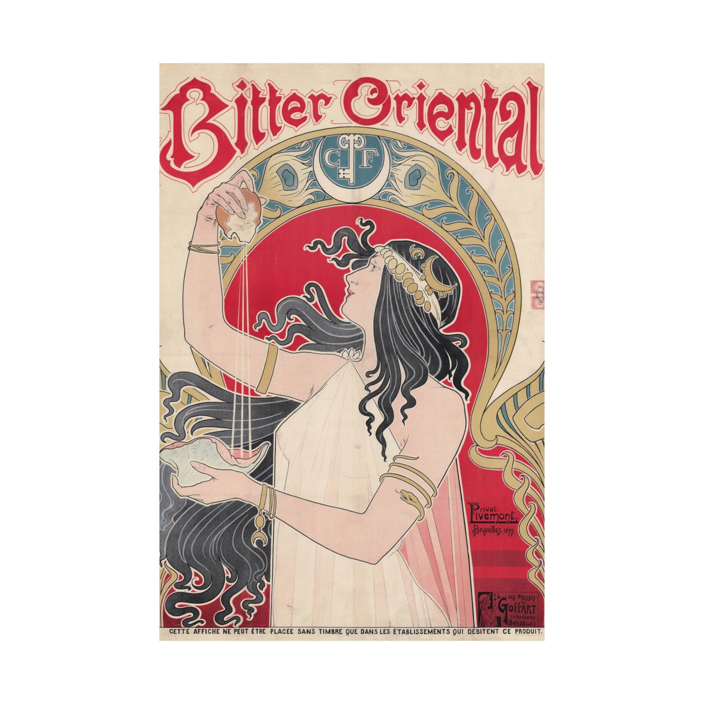 Bitter Oriental Ad - Henri Privat-Livemont (1897) - Wall Poster Print