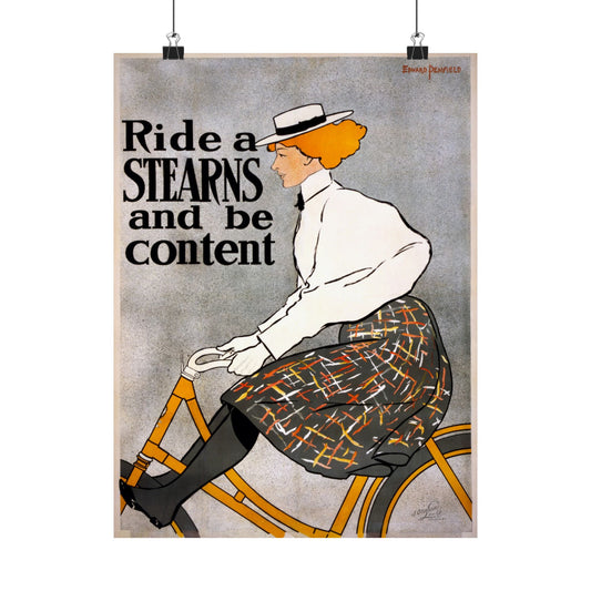 Ride a Stearns and Be Content ad - Edward Penfield (1896) - Wall Poster Print
