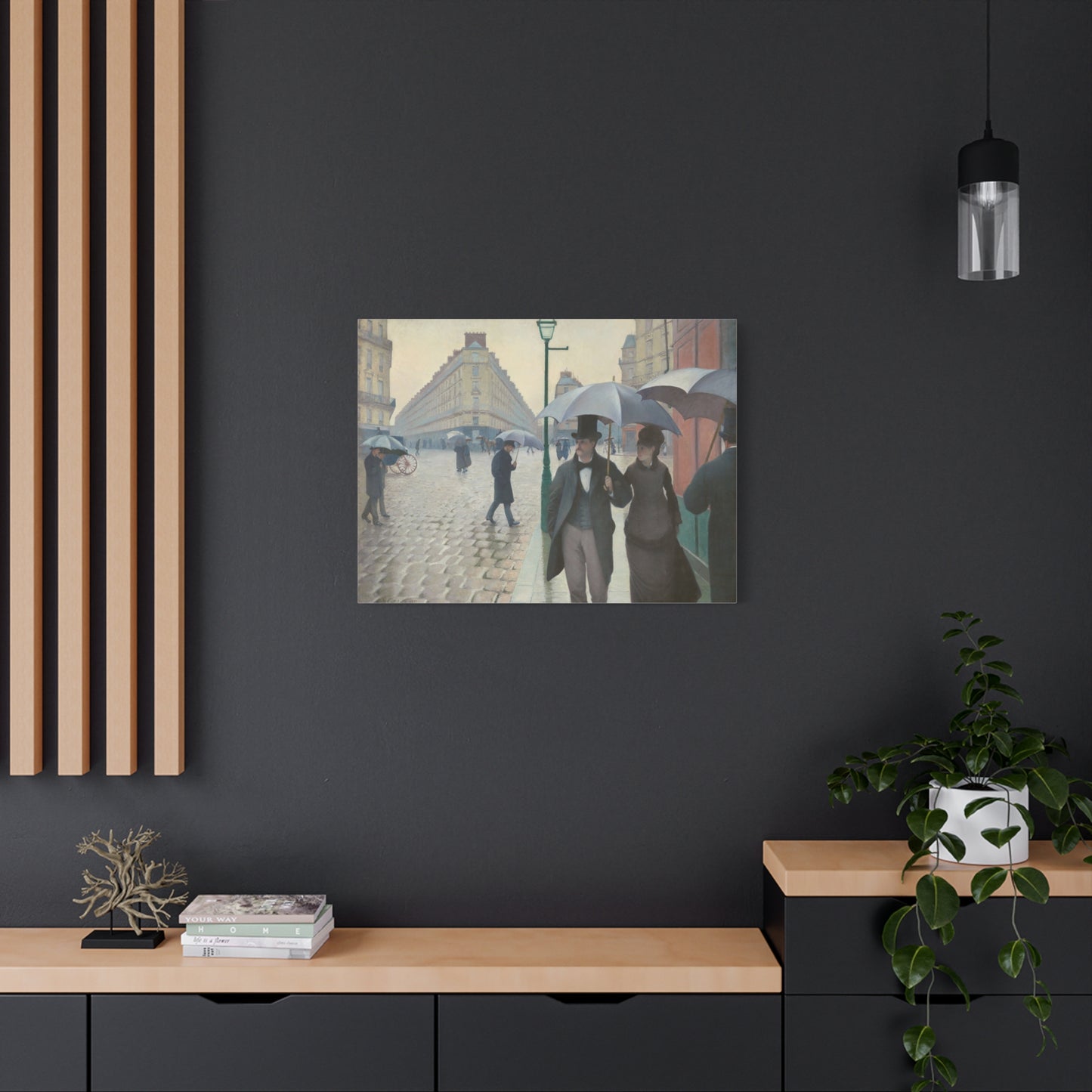 Rue de Paris, temps de pluie (Paris Street in Rainy Weather) - Gustave Caillebotte (1877) - Stretched Canvas Print