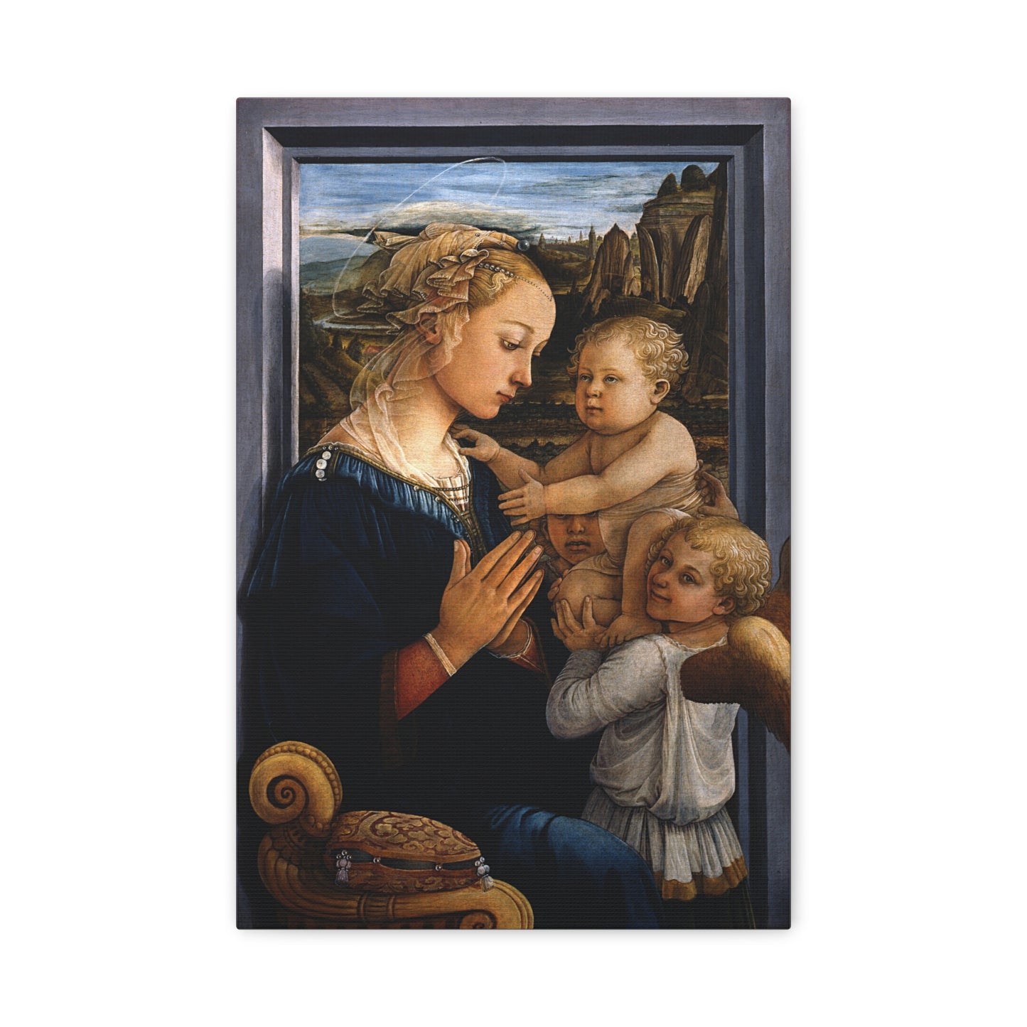 Madonna and Child with Two Angels - Fra Filippo Lippi (c. 1465) - Stretched Canvas Print