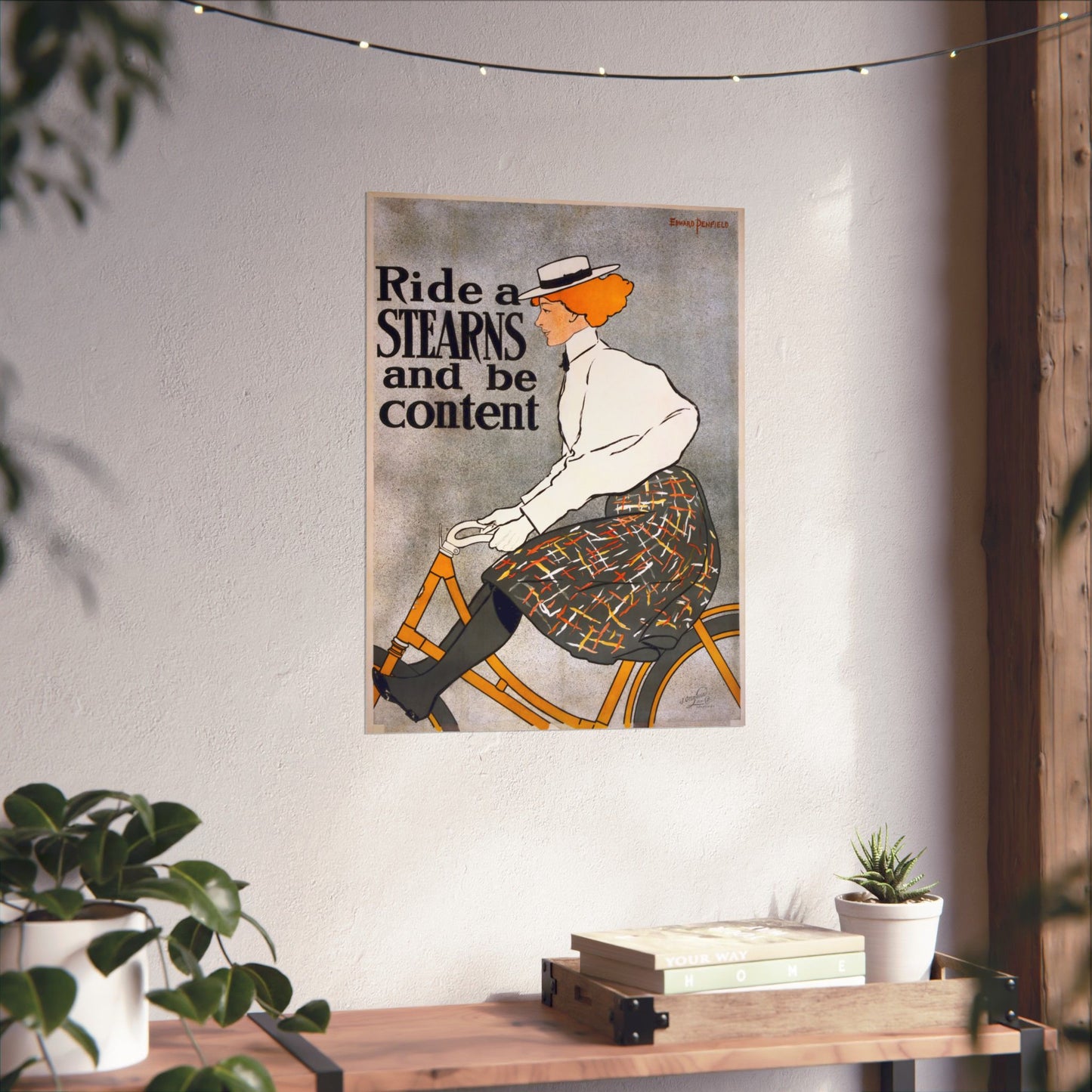 Ride a Stearns and Be Content ad - Edward Penfield (1896) - Wall Poster Print