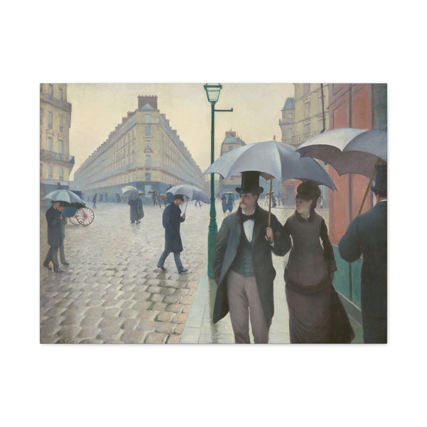 Rue de Paris, temps de pluie (Paris Street in Rainy Weather) - Gustave Caillebotte (1877) - Stretched Canvas Print
