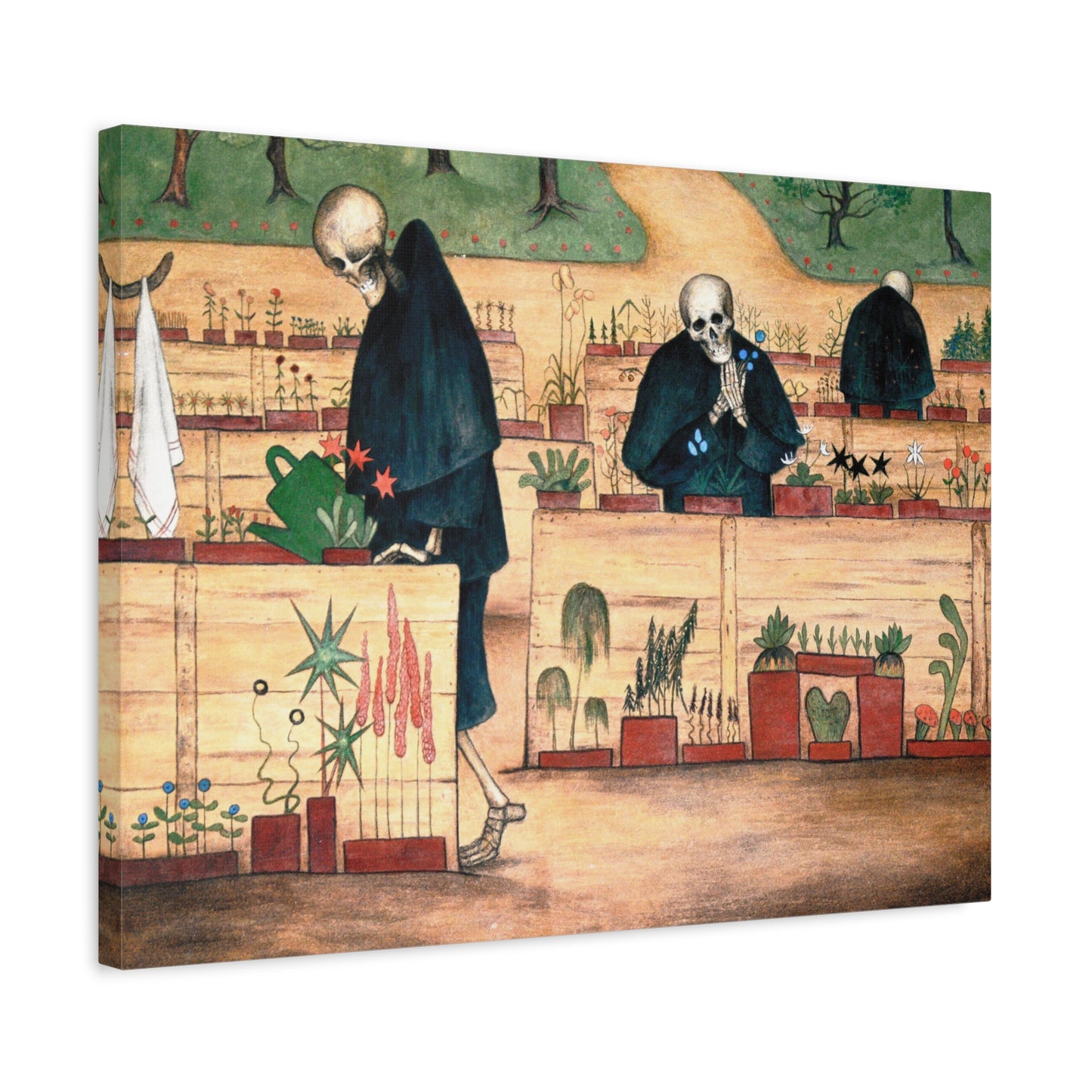 Garden of Death fresco at Tampere Cathedral - Hugo Simberg (1906) - Stretched Canvas Print