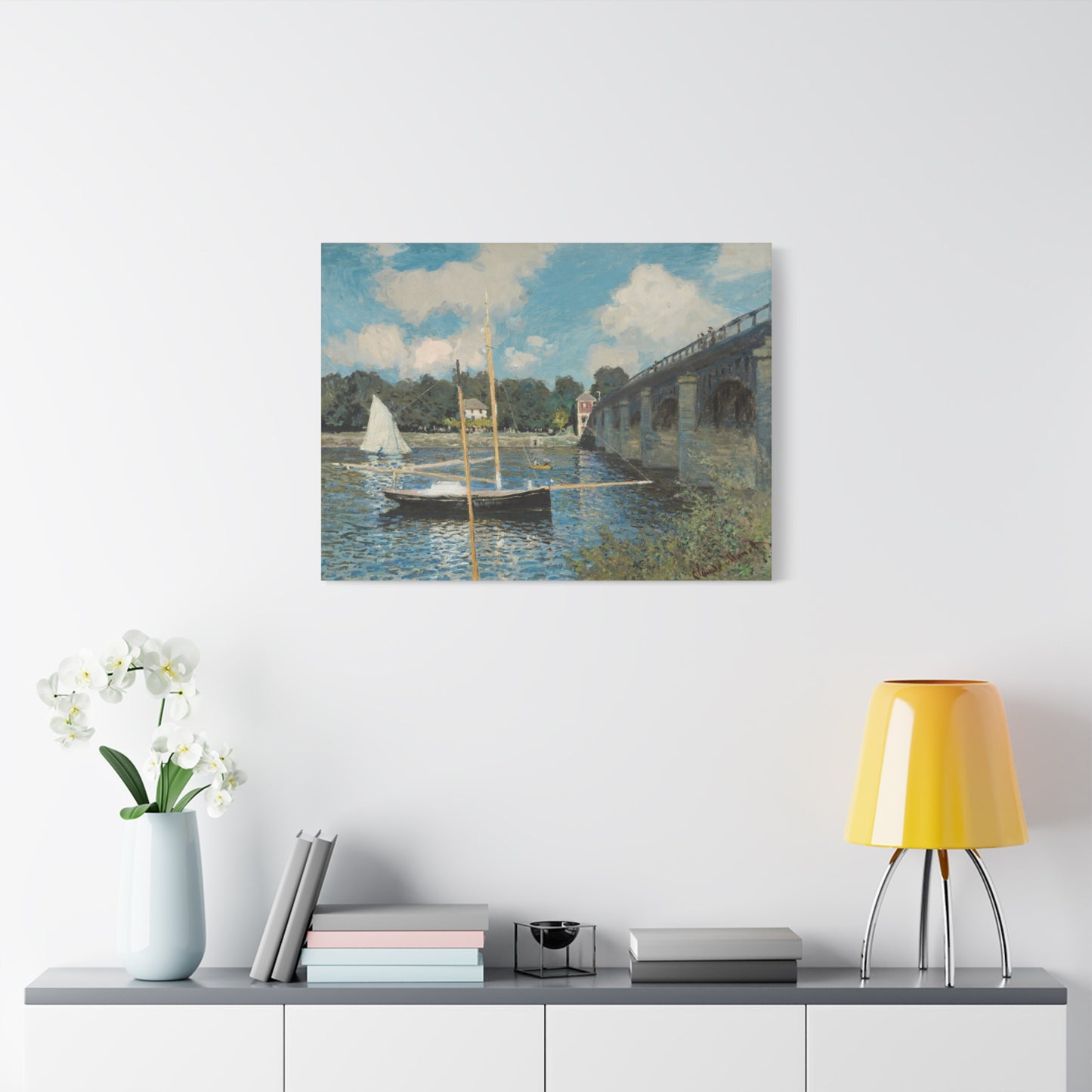 The Bridge at Argenteuil - Claude Monet (1874) - Stretched Canvas Print