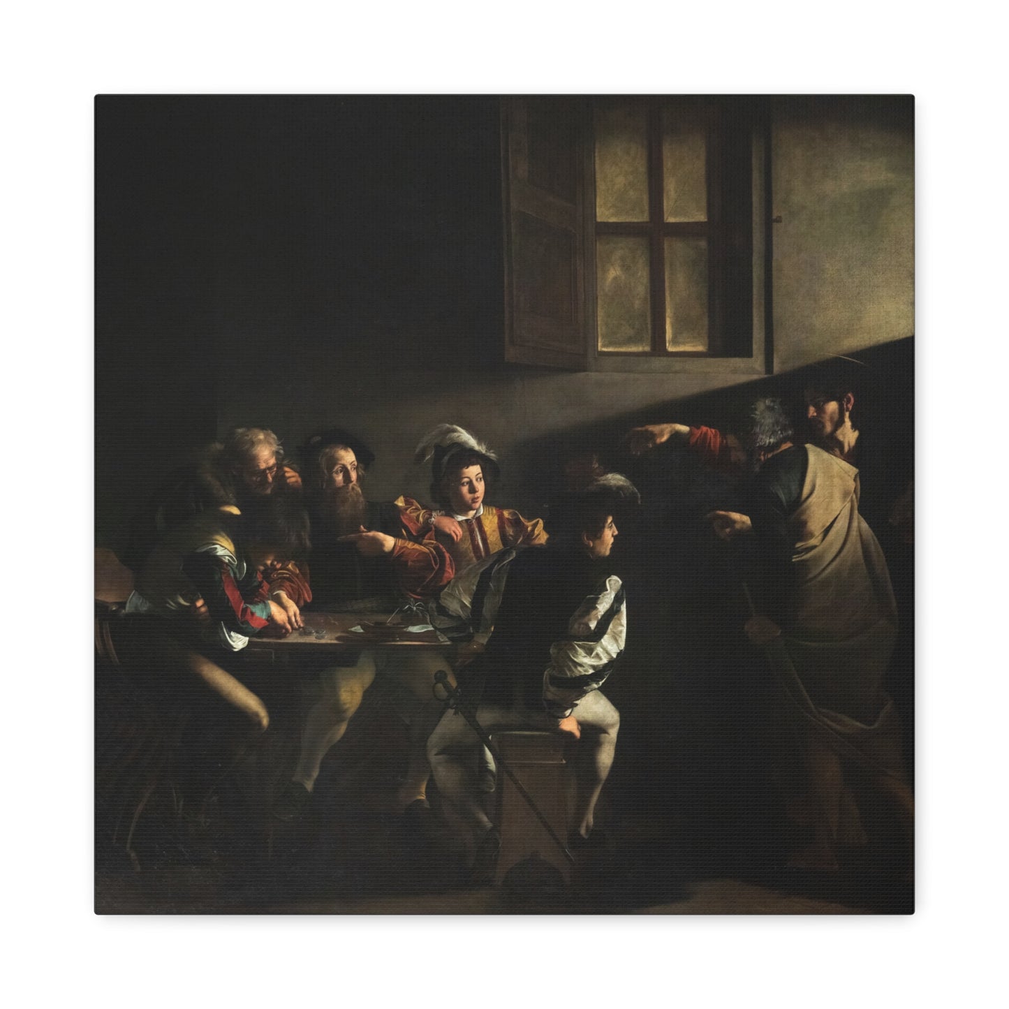 The Calling of Saint Matthew - Caravaggio (1599-1600) - Stretched Canvas Print