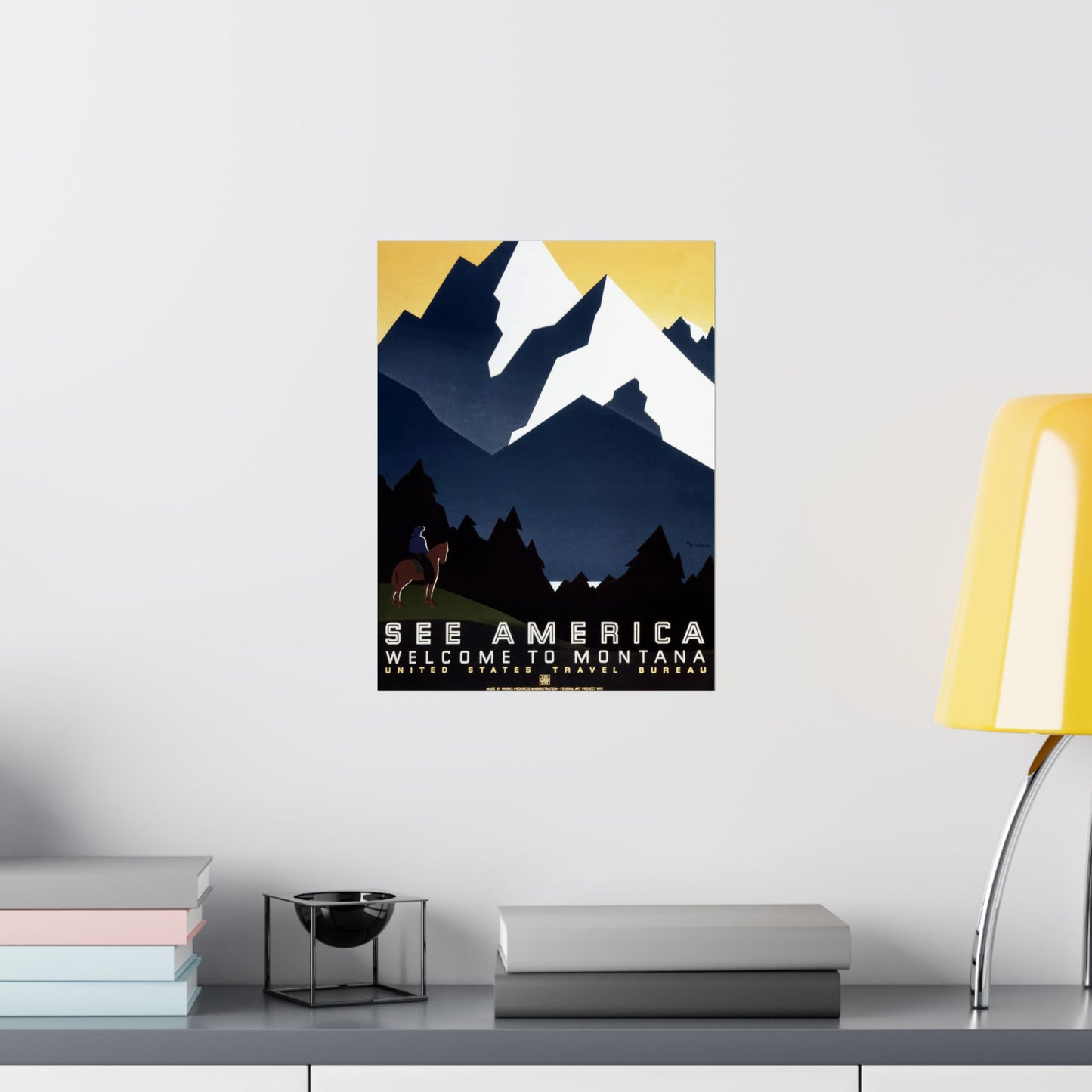 See America - Welcome to Montana WPA Poster - U.S. Travel Bureau (c. 1930s) - Wall Poster Print