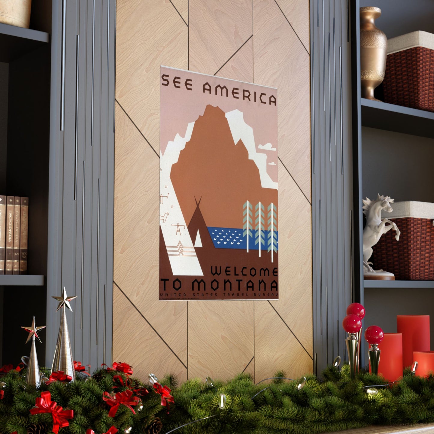 See America - Welcome to Montana WPA Poster - U.S. Travel Bureau - Wall Poster Print
