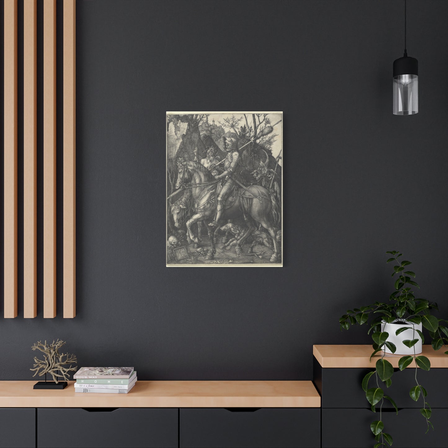 Knight, Death, and the Devil - Albrecht Dürer (1513) - Stretched Canvas Print