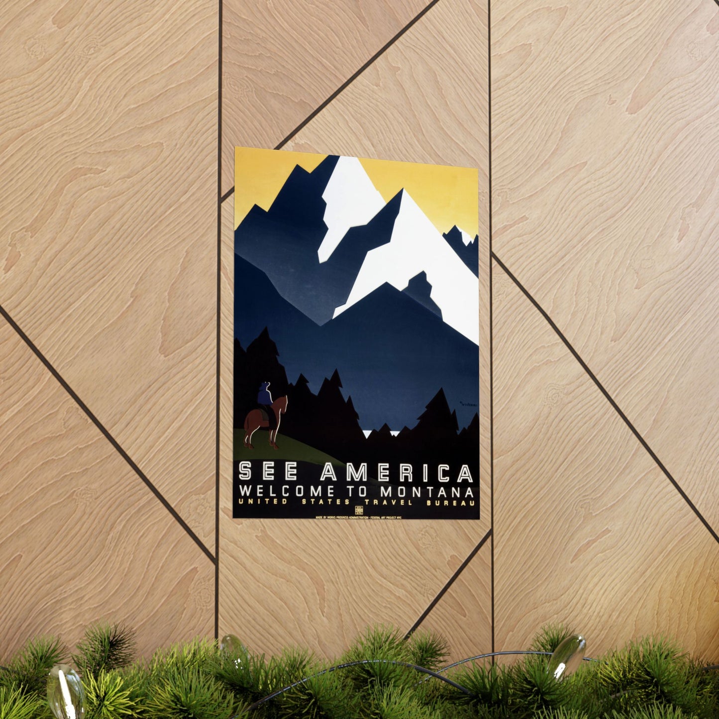 See America - Welcome to Montana WPA Poster - U.S. Travel Bureau (c. 1930s) - Wall Poster Print