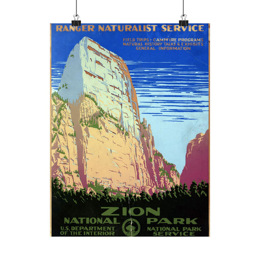 Zion National Park - WPA Travel Poster (c. 1938) - Wall Poster Print
