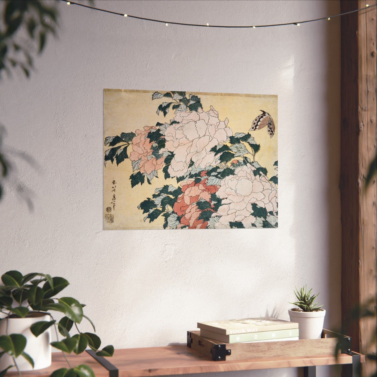 Peonies and Butterfly - Katsushika Hokusai - Wall Poster Print