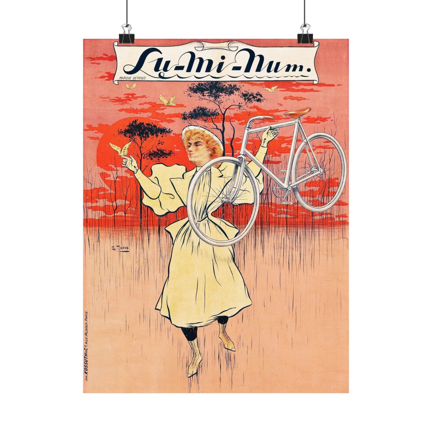 Lu-Mi-Num Bicycle ad - Charles Tichon (c. 1890s) - Wall Poster Print