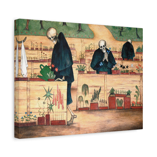Garden of Death fresco at Tampere Cathedral - Hugo Simberg (1906) - Stretched Canvas Print