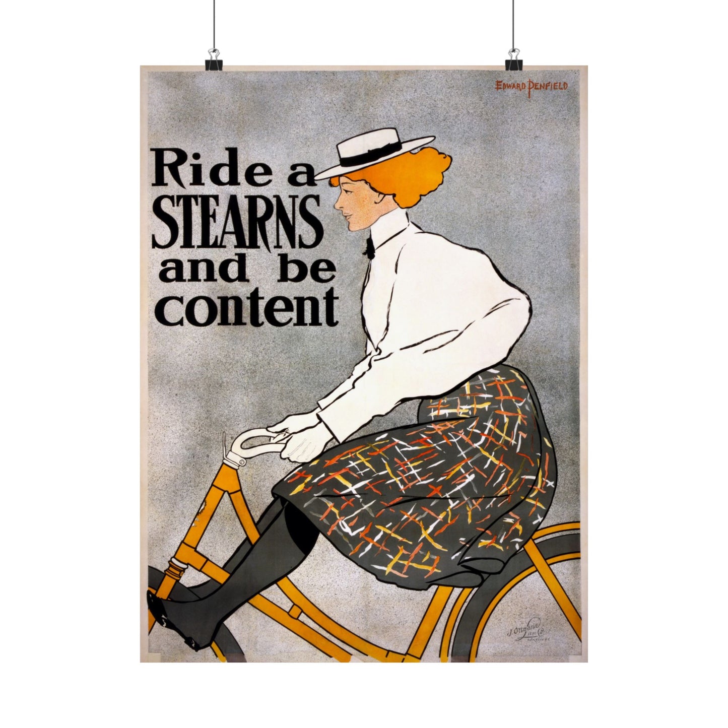Ride a Stearns and Be Content ad - Edward Penfield (1896) - Wall Poster Print