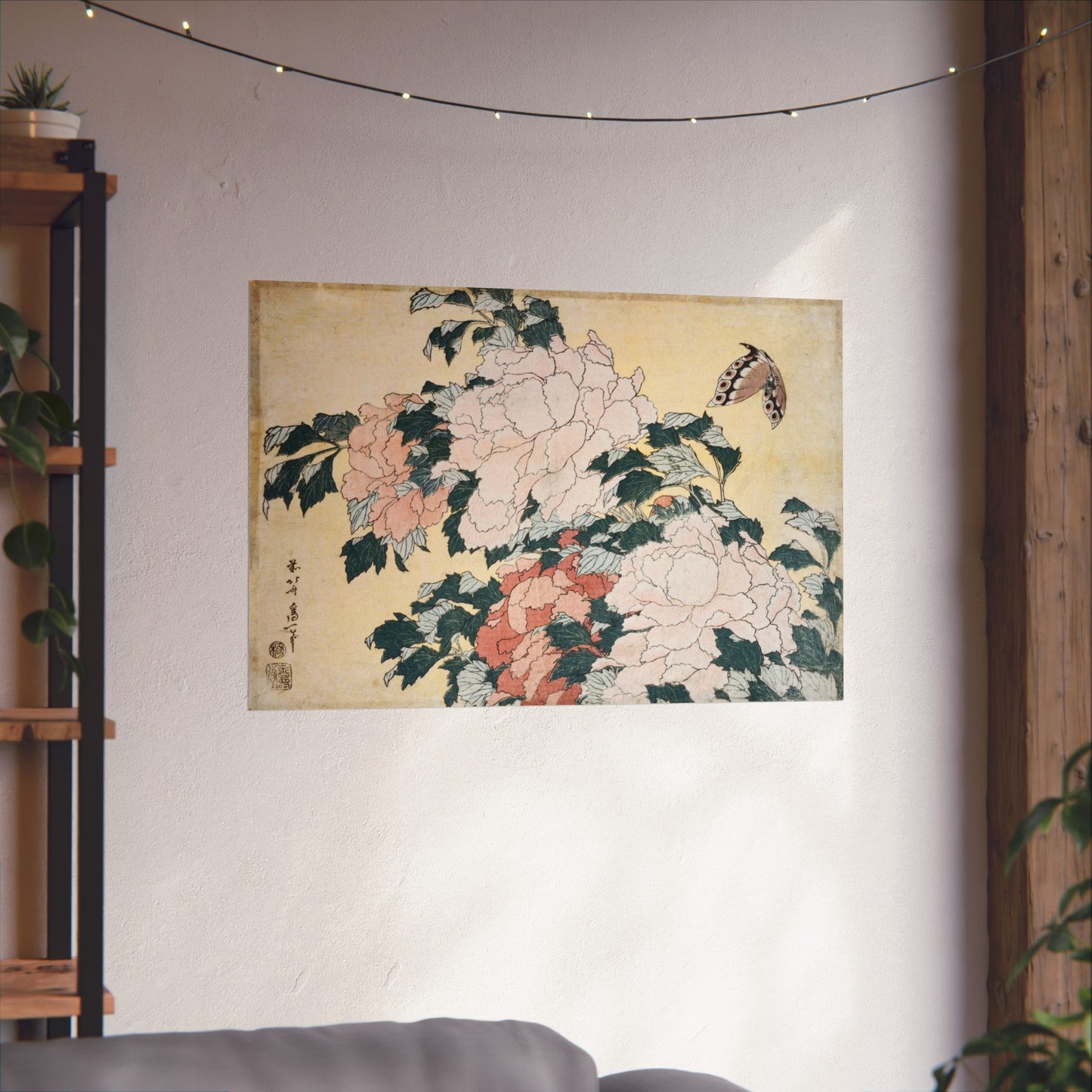 Peonies and Butterfly - Katsushika Hokusai - Wall Poster Print