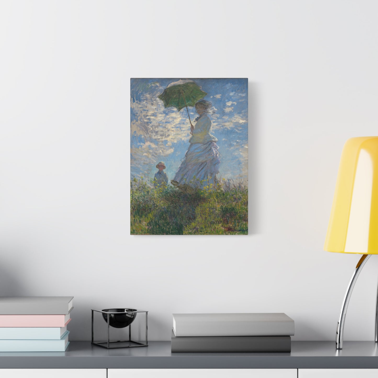 Woman with a Parasol - Madame Monet & Her Son - Claude Monet (1875) - Stretched Canvas Print