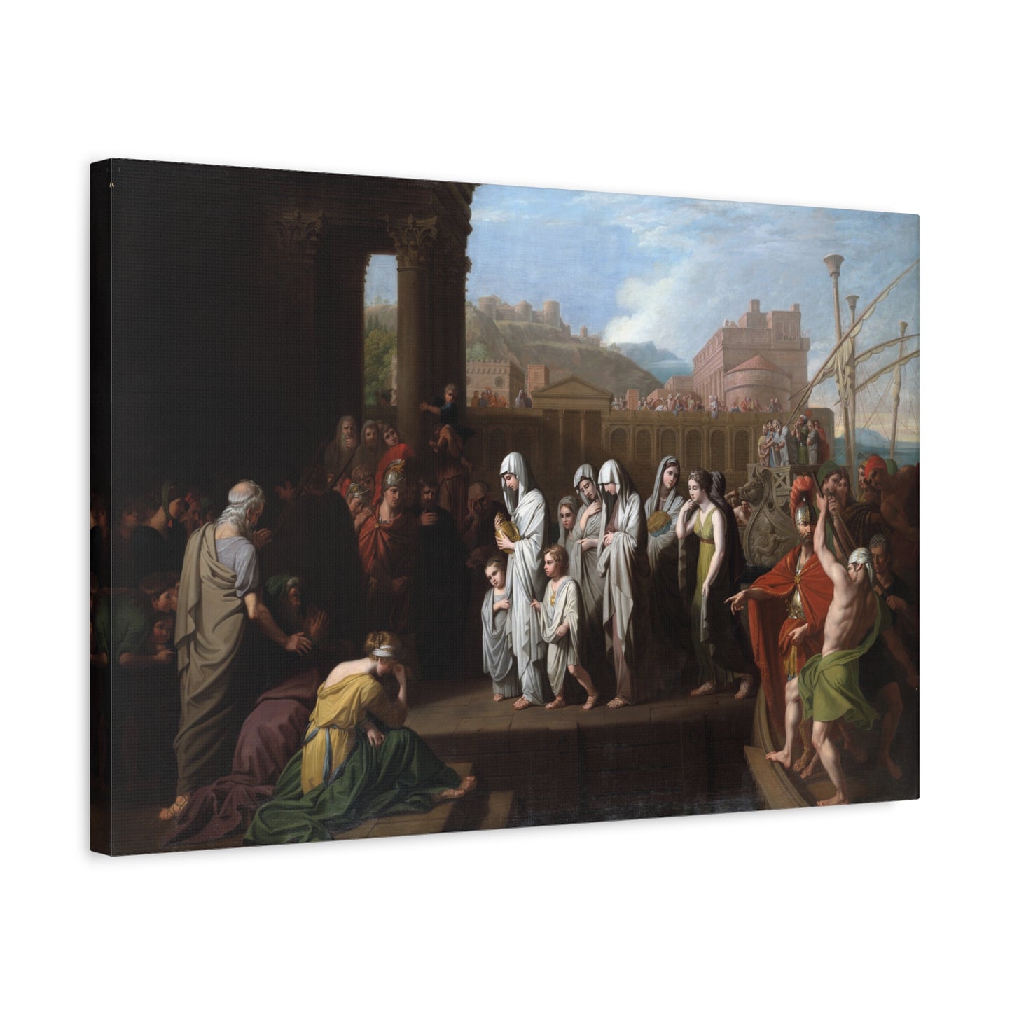 Agrippina Landing at Brundisium with the Ashes of Germanicus - Benjamin West (1768) - Stretched Canvas Print