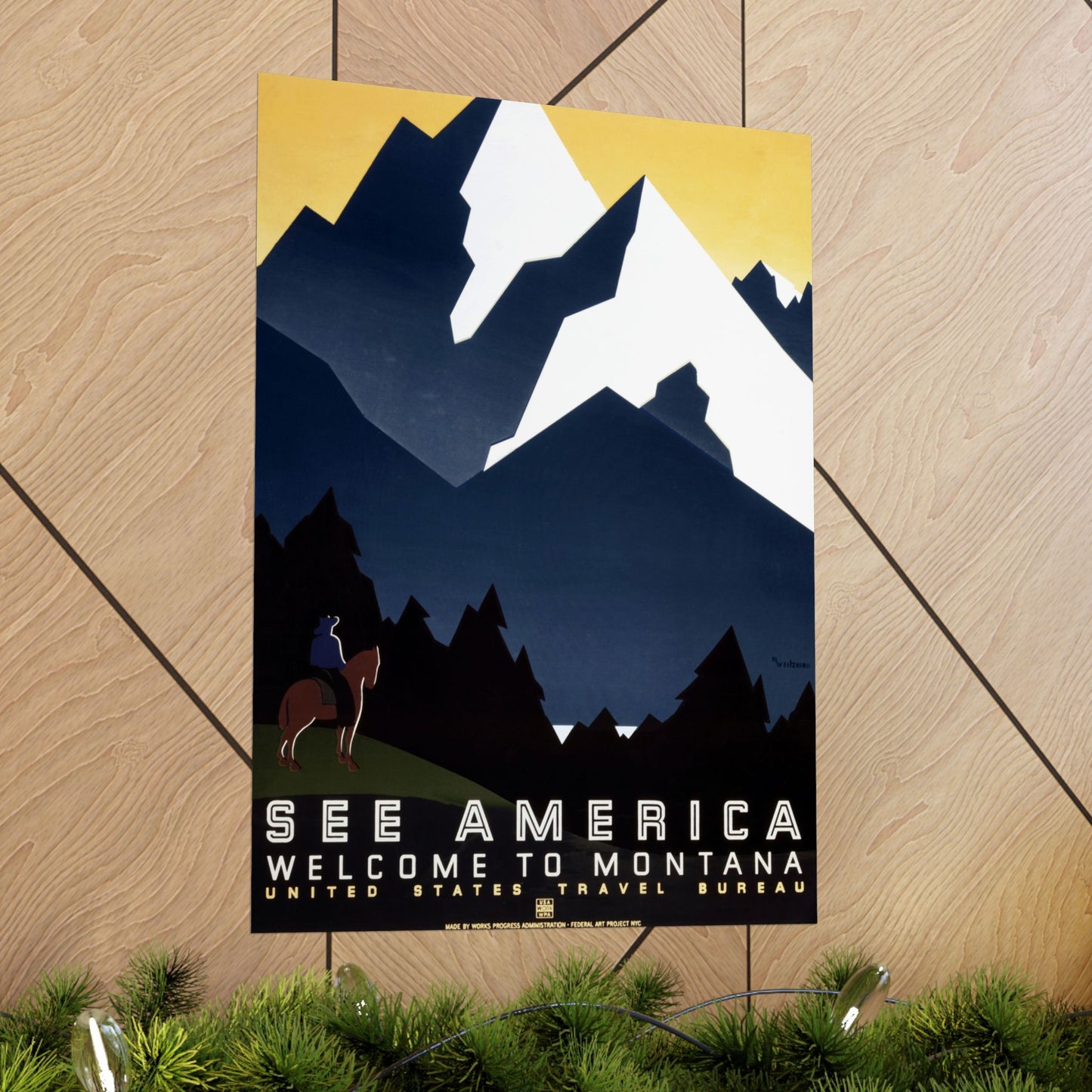 See America - Welcome to Montana WPA Poster - U.S. Travel Bureau (c. 1930s) - Wall Poster Print