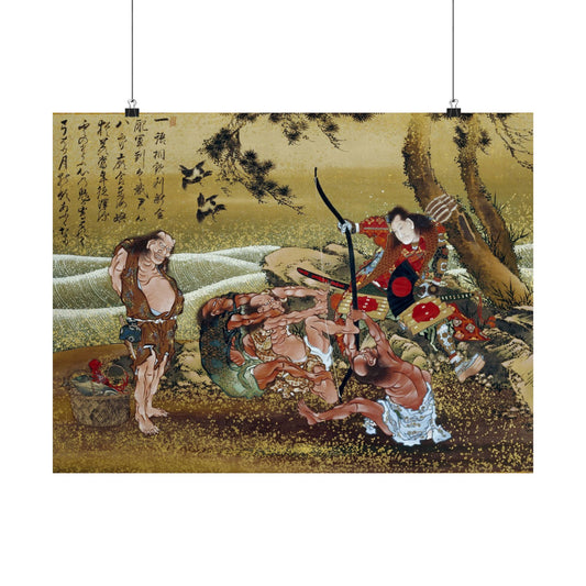 Tametomo and Inhabitants of Onoshima Island - Katsushika Hokusai - Wall Poster Print