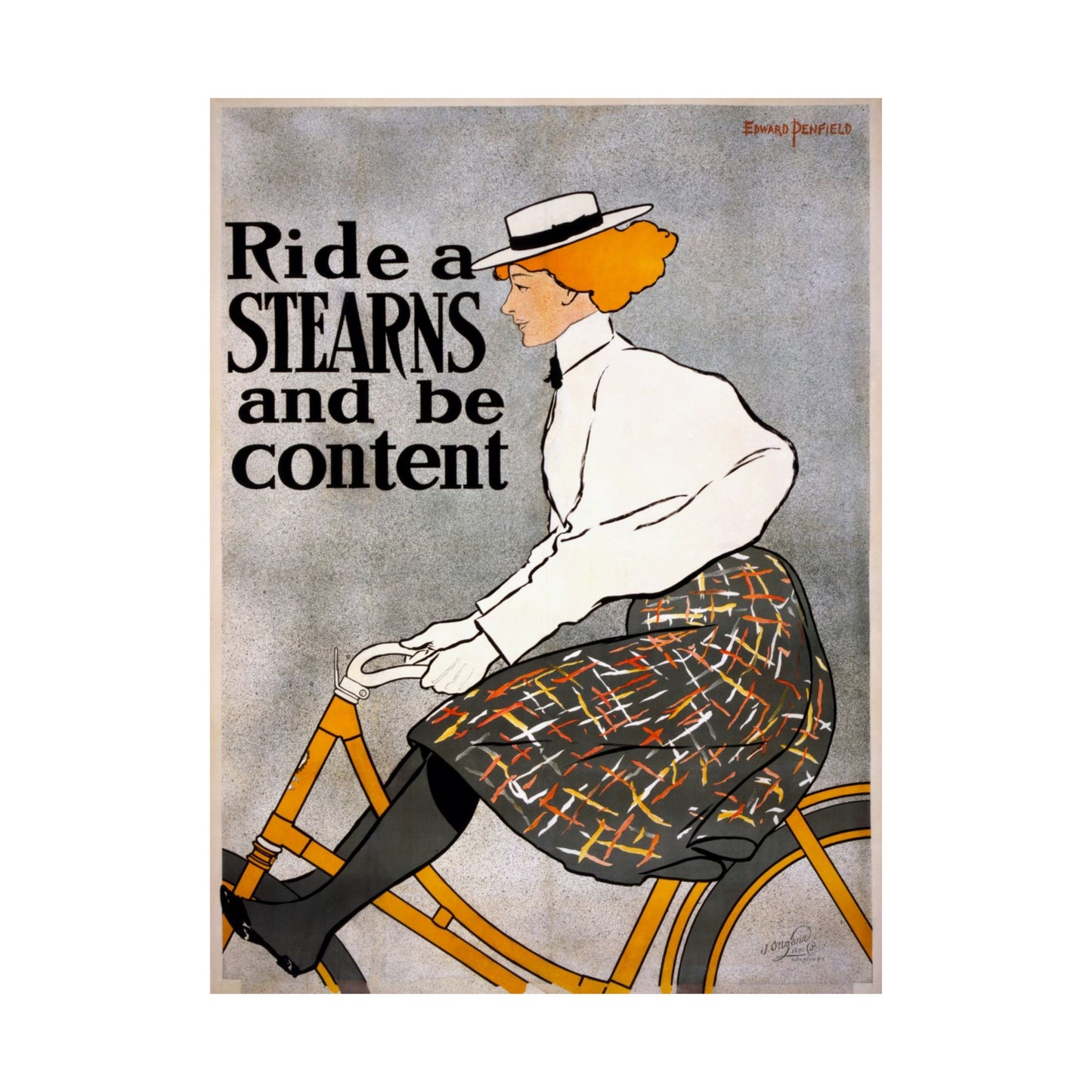 Ride a Stearns and Be Content ad - Edward Penfield (1896) - Wall Poster Print