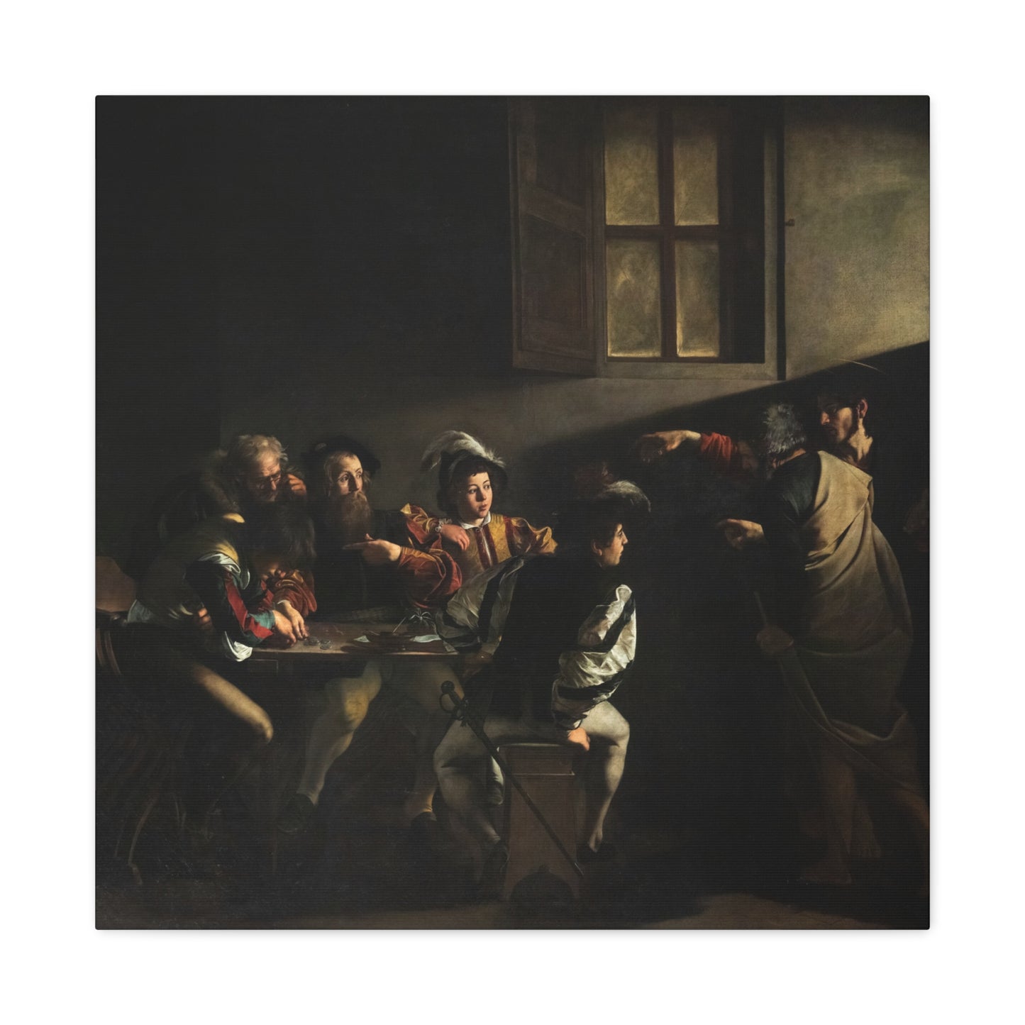 The Calling of Saint Matthew - Caravaggio (1599-1600) - Stretched Canvas Print