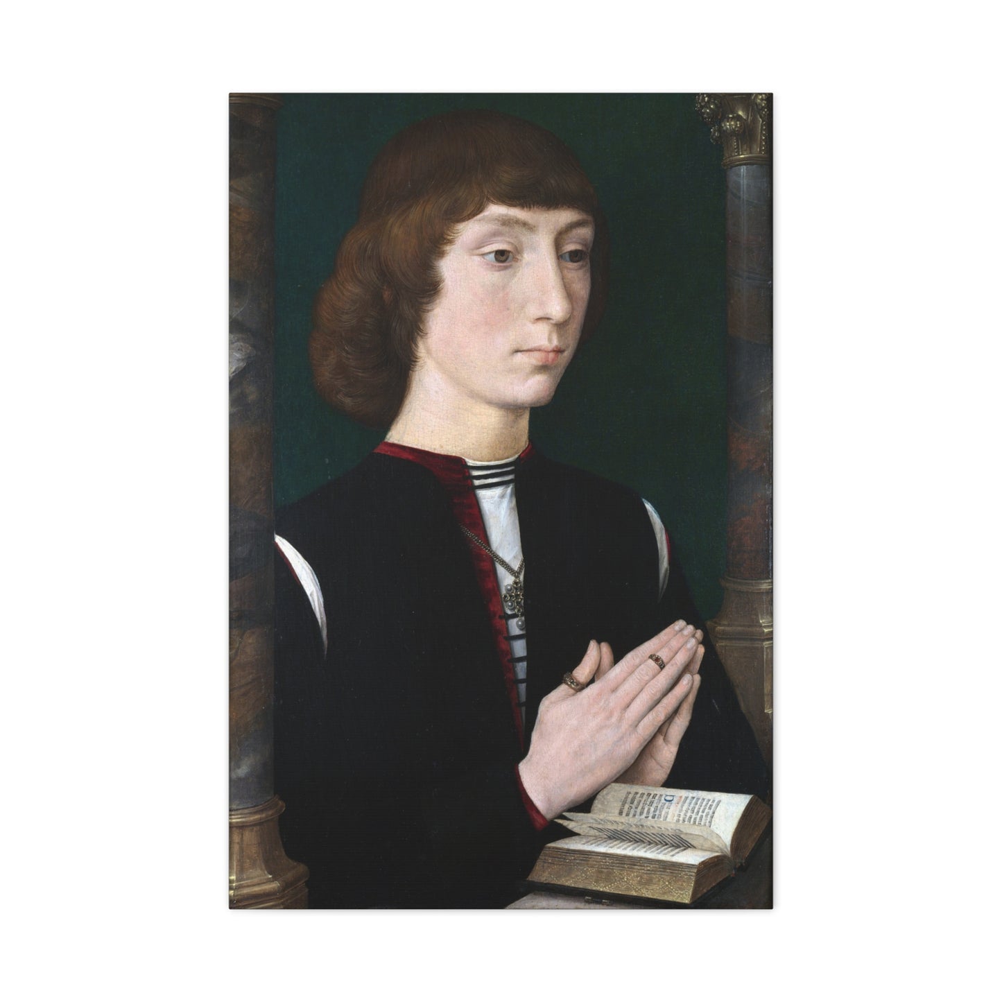 Portrait of a Young Man at Prayer - Hans Memling (c. 1485–1490) - Stretched Canvas Print