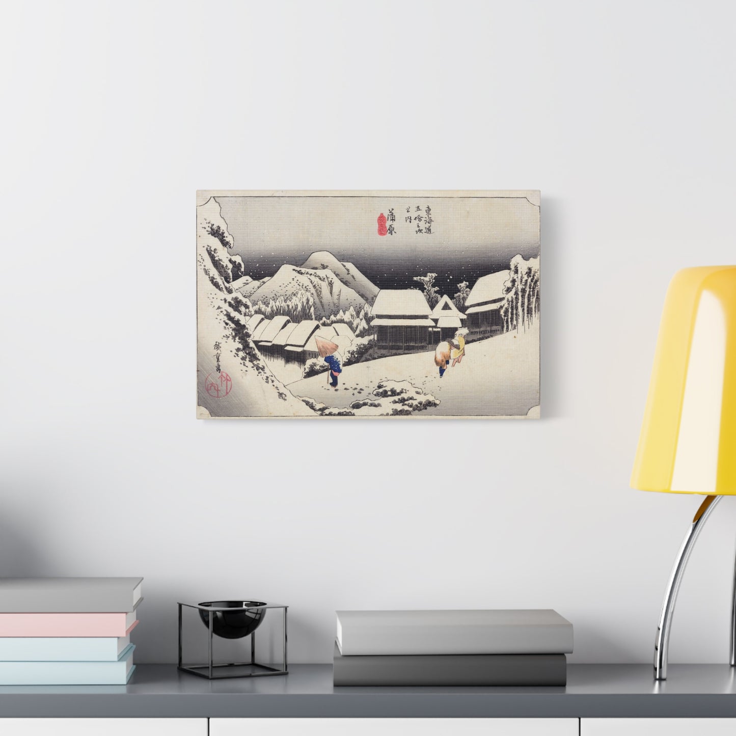 Night Snow at Kambara (Fifty-three Stations of the Tōkaidō) - Utagawa Hiroshige - Stretched Canvas Print
