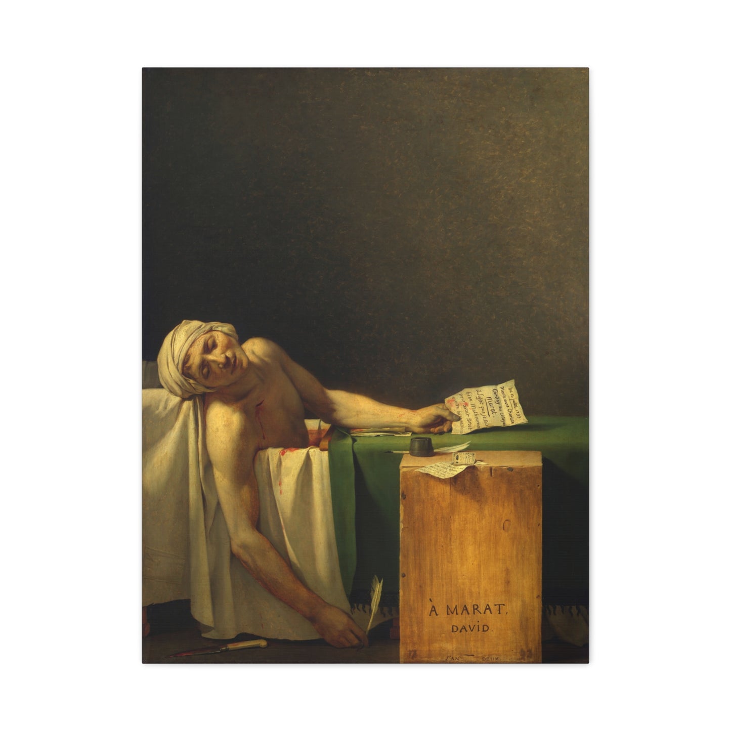 The Death of Marat - Jacques-Louis David (1793) - Stretched Canvas Print