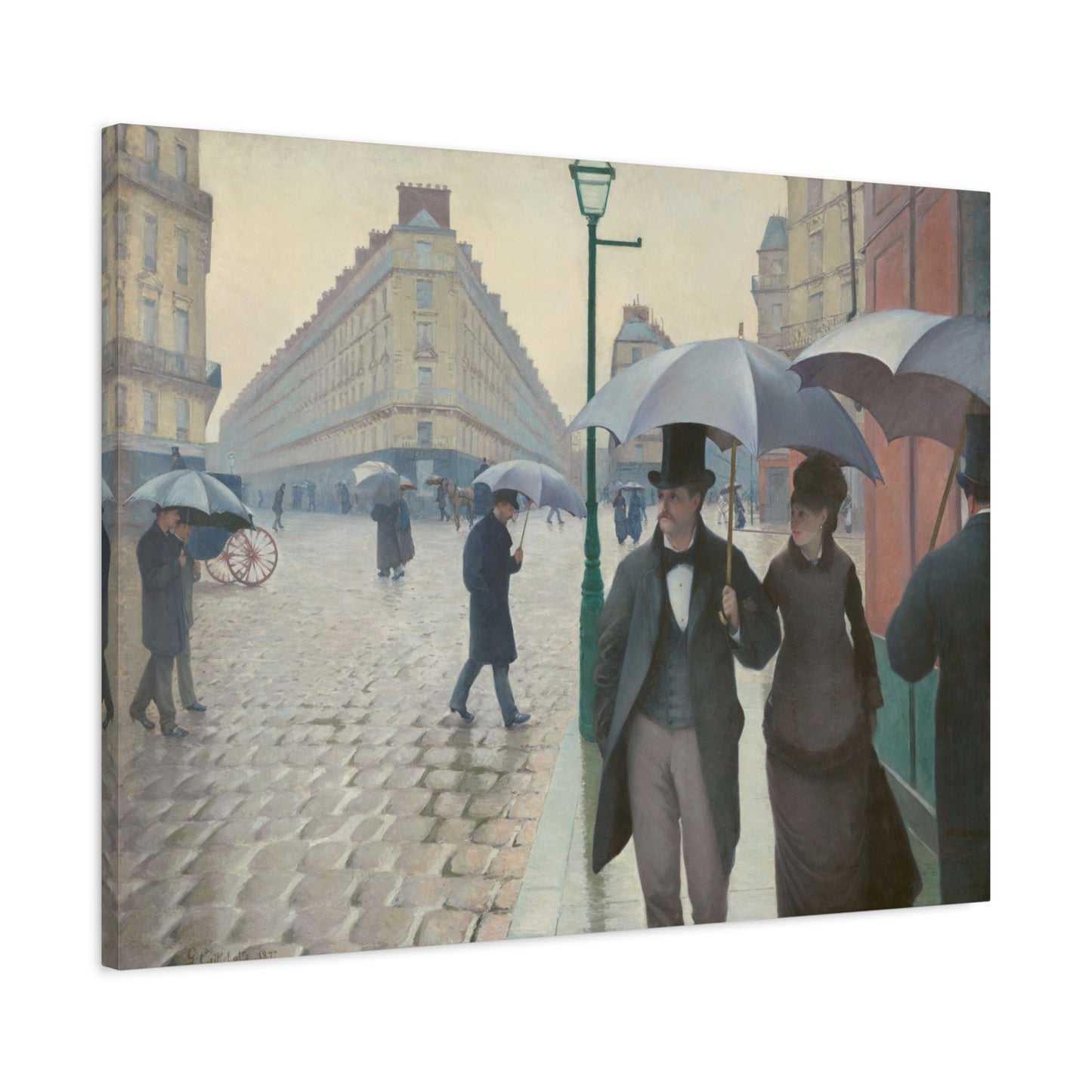 Rue de Paris, temps de pluie (Paris Street in Rainy Weather) - Gustave Caillebotte (1877) - Stretched Canvas Print