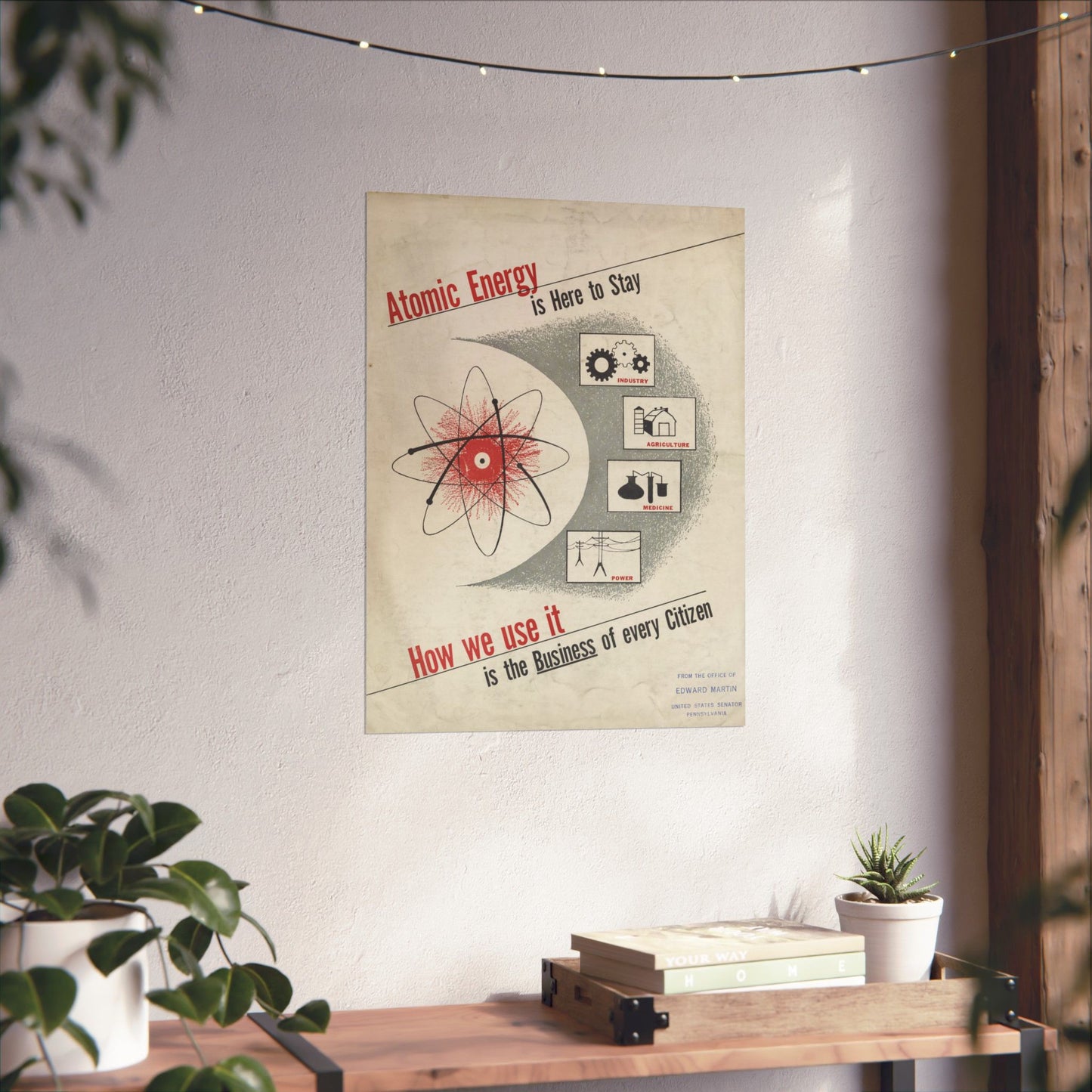 Atomic Energy Is Here to Stay - 1950s Government Educational Art - Wall Poster Print