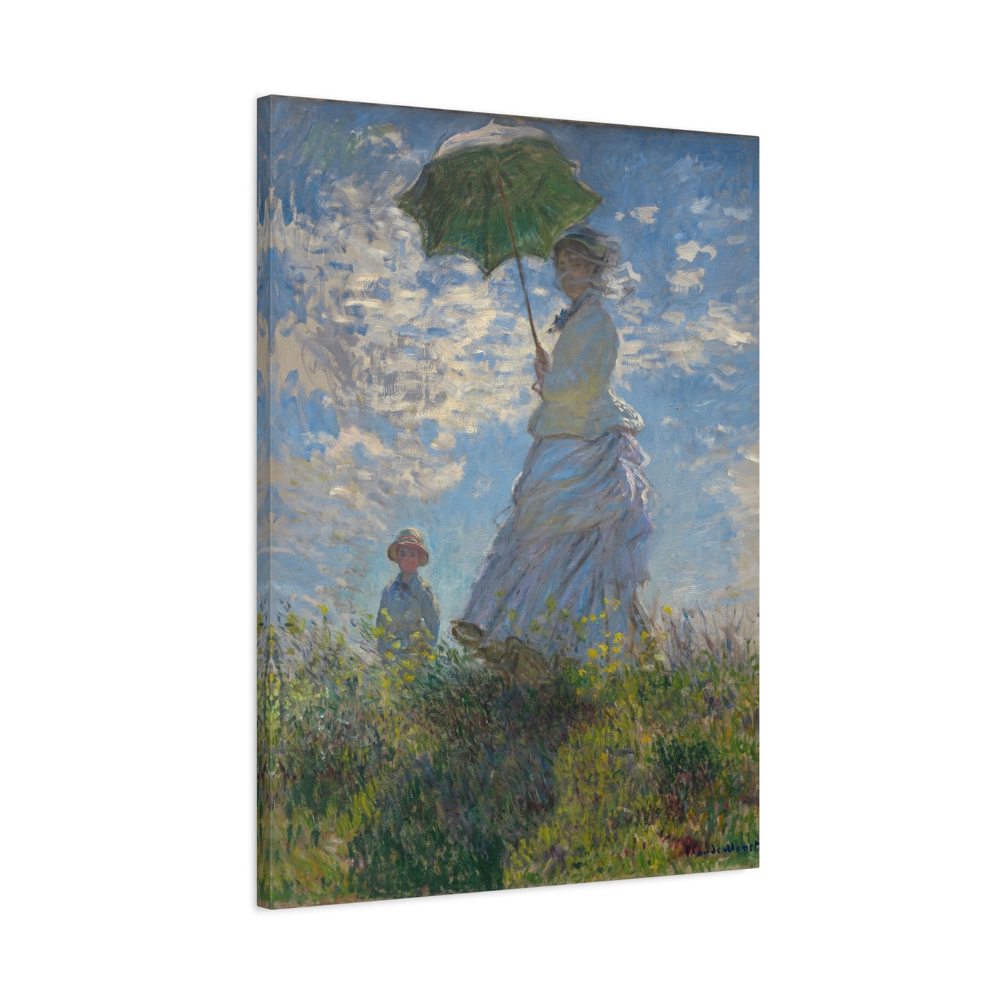 Woman with a Parasol - Madame Monet & Her Son - Claude Monet (1875) - Stretched Canvas Print