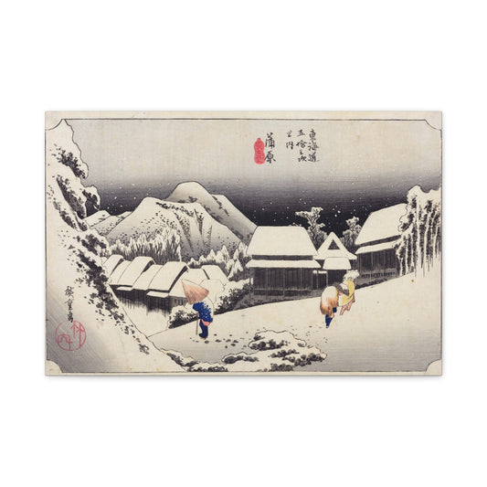 Night Snow at Kambara (Fifty-three Stations of the Tōkaidō) - Utagawa Hiroshige - Stretched Canvas Print