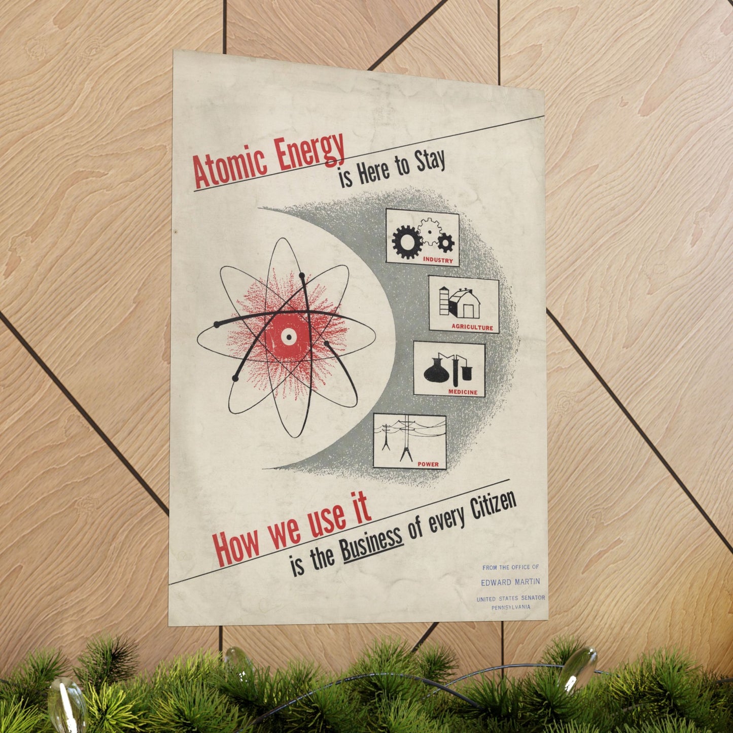 Atomic Energy Is Here to Stay - 1950s Government Educational Art - Wall Poster Print