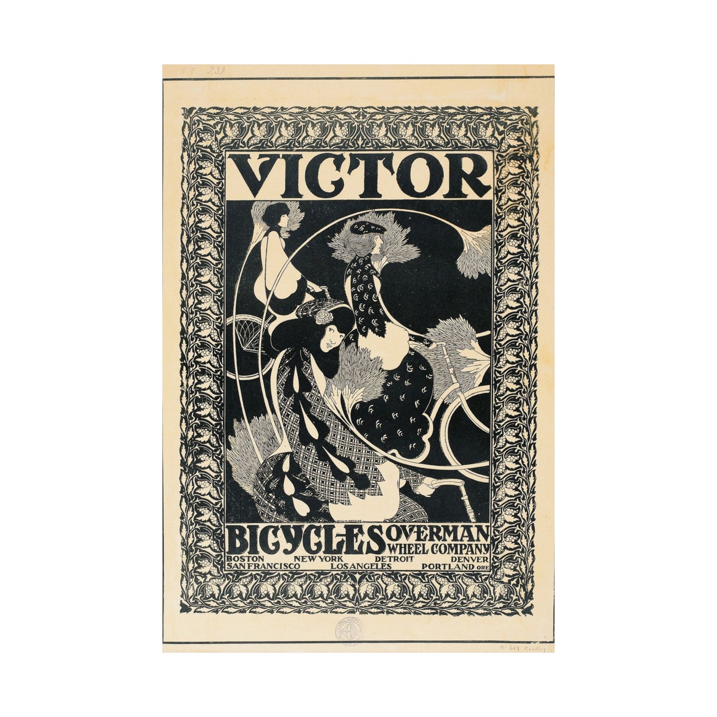 Victor Bicycles ad - William Henry Bradley (c. 1896) - Wall Poster Print