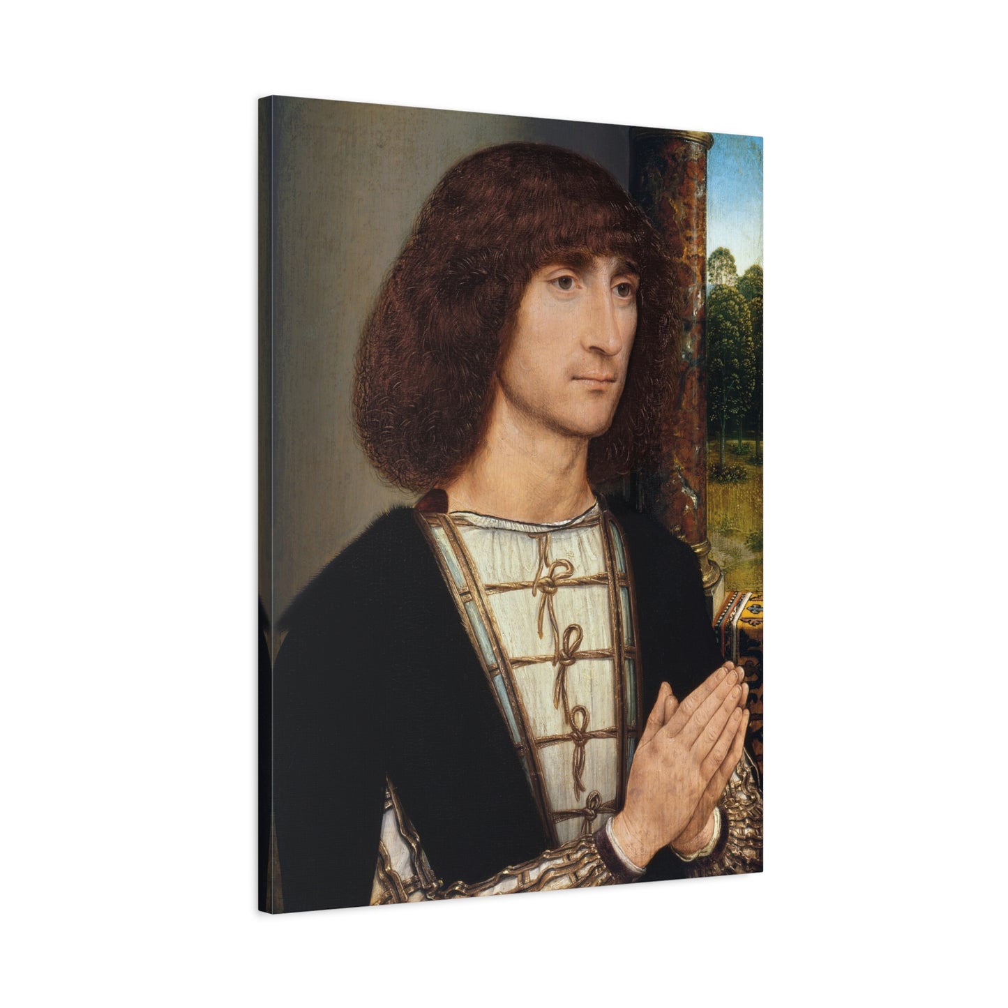 Portrait of a Young Man at Prayer - Hans Memling (c. 1485–1490) - Stretched Canvas Print