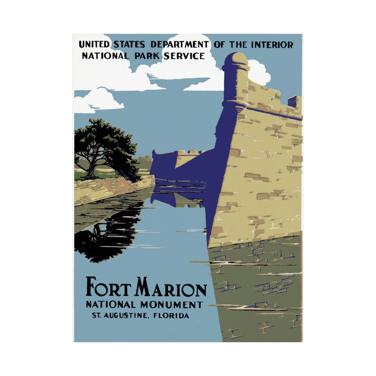 Fort Marion National Monument, St. Augustine Florida - WPA Travel Poster (c. 1938) - Wall Poster Print