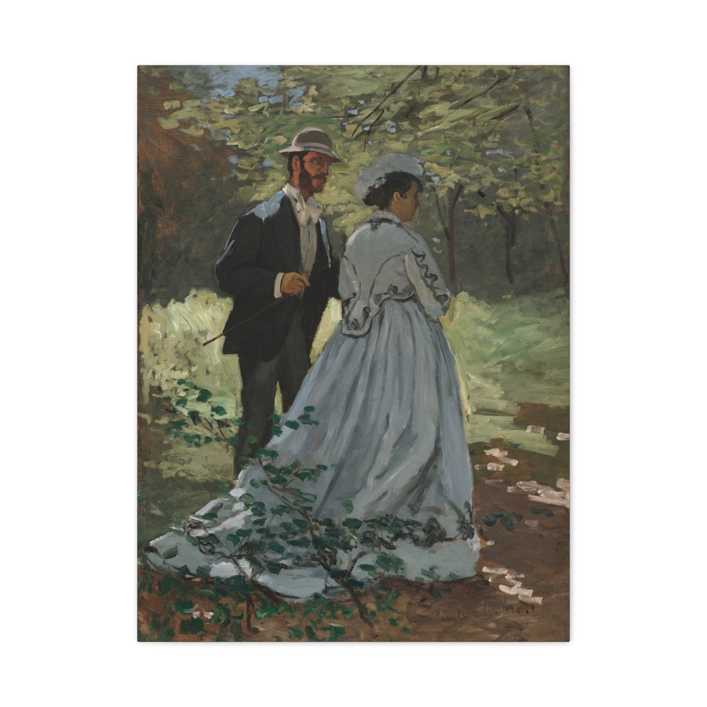 Bazille and Camille (Study for Déjeuner sur l’Herbe) - Claude Monet (1865) - Stretched Canvas Print