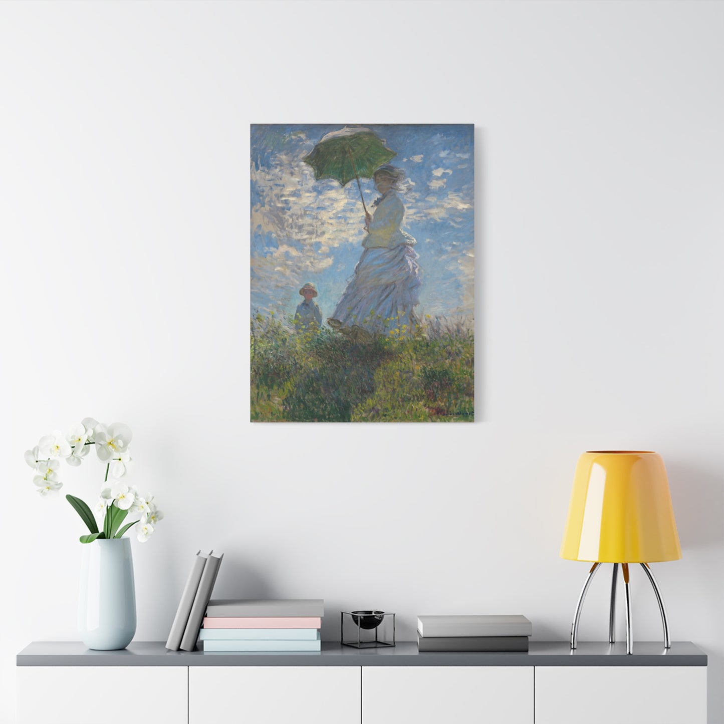 Woman with a Parasol - Madame Monet & Her Son - Claude Monet (1875) - Stretched Canvas Print