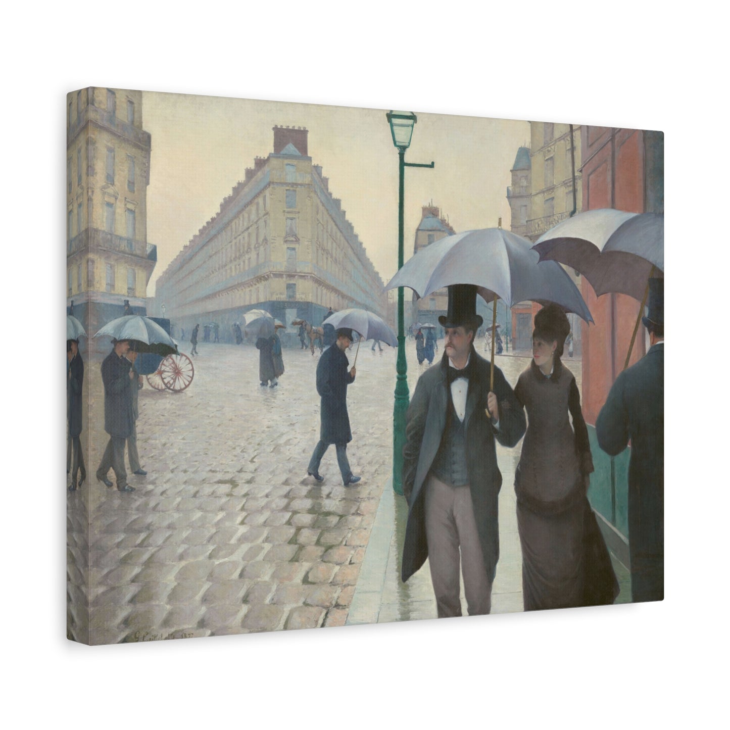Rue de Paris, temps de pluie (Paris Street in Rainy Weather) - Gustave Caillebotte (1877) - Stretched Canvas Print