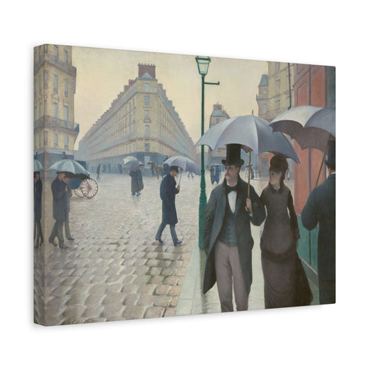 Rue de Paris, temps de pluie (Paris Street in Rainy Weather) - Gustave Caillebotte (1877) - Stretched Canvas Print