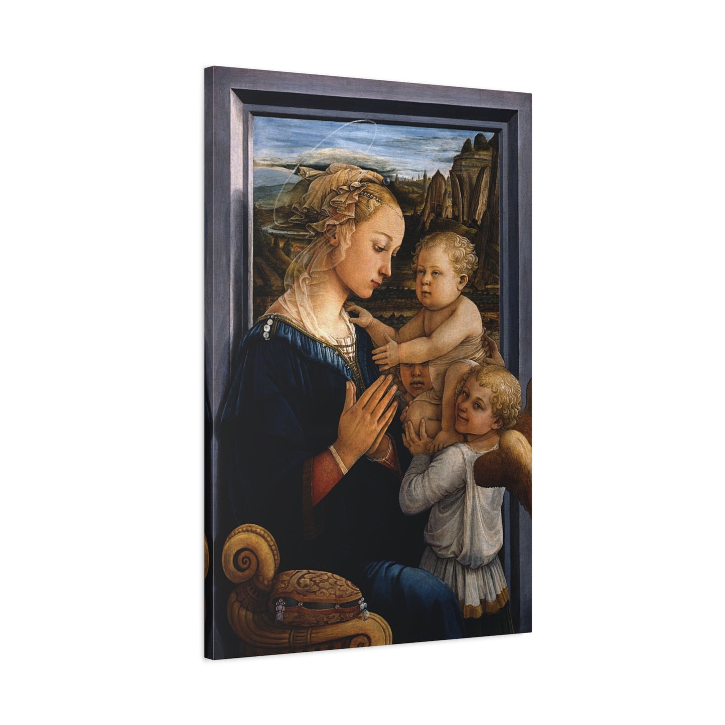 Madonna and Child with Two Angels - Fra Filippo Lippi (c. 1465) - Stretched Canvas Print