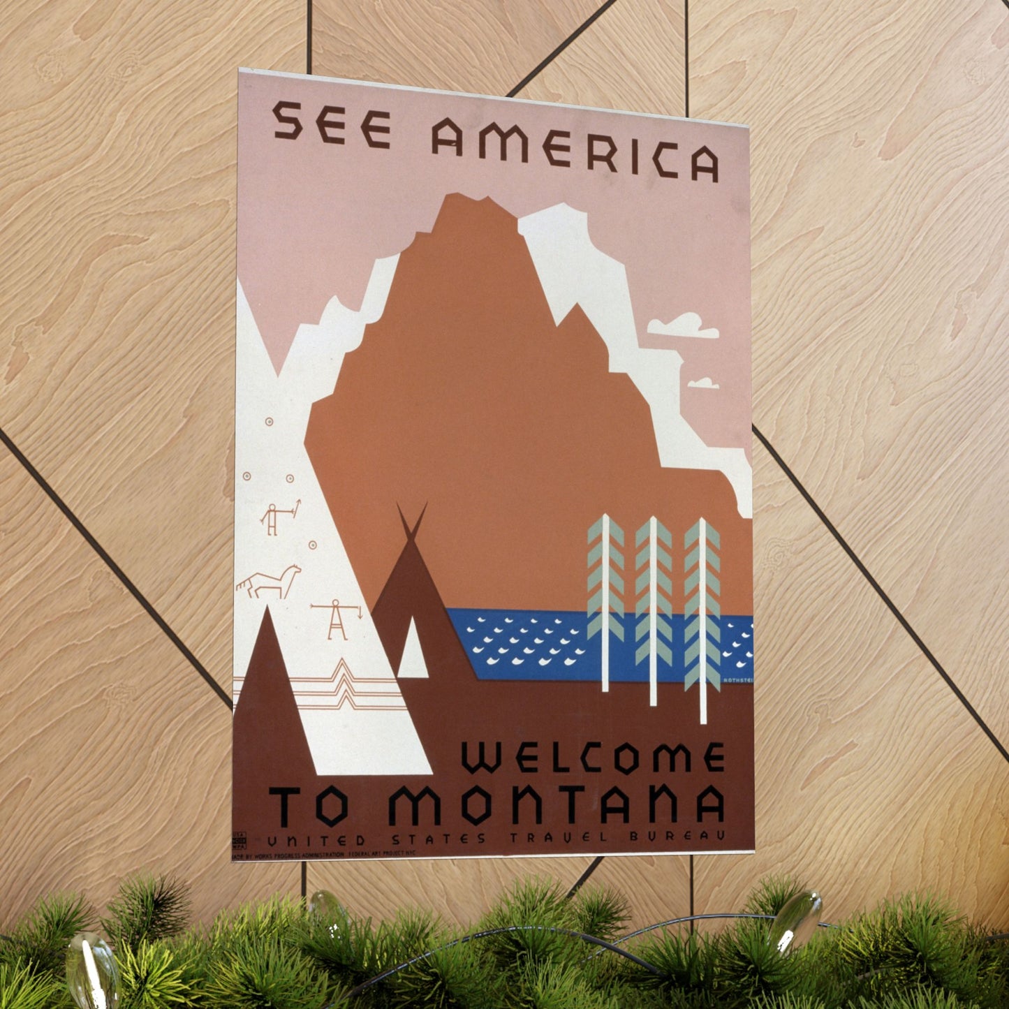 See America - Welcome to Montana WPA Poster - U.S. Travel Bureau - Wall Poster Print