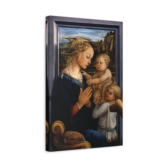 Madonna and Child with Two Angels - Fra Filippo Lippi (c. 1465) - Stretched Canvas Print